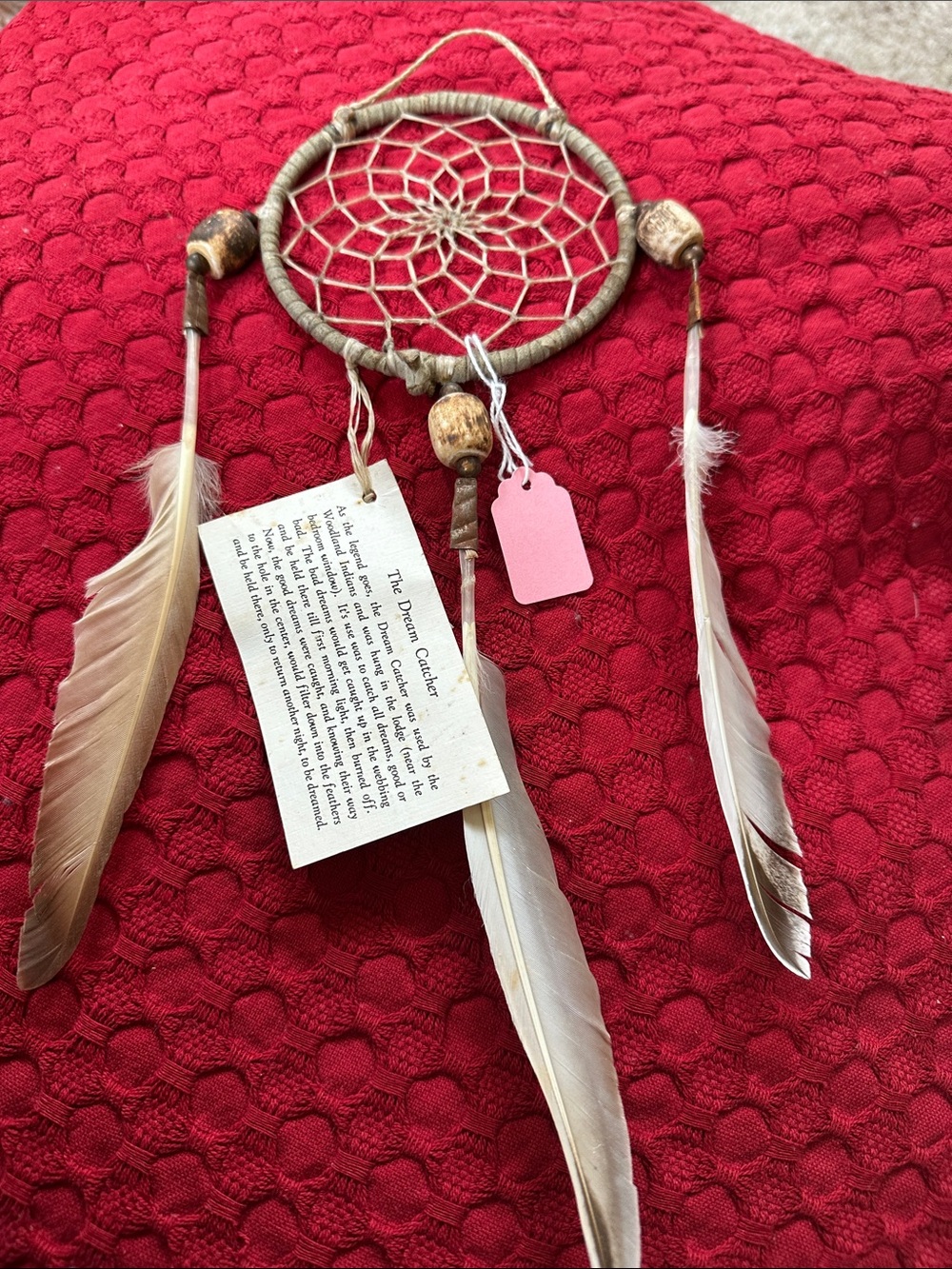 Handmade Neutral Dreamcatcher with Natural Feathers